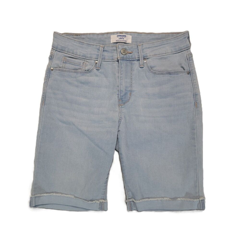 Levi's Denizen Bermuda Shorts Womens 4 Mid Rise Cuffed Blue Denim